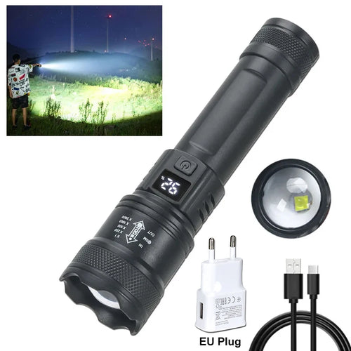 Howlera 2000-Lumen Zoomable Flashlight — USB Rechargeable Torch with Battery Display