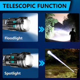 Howlera Dual-Beam LED Flashlight — Handheld Spotlight + COB Work Light, 7 Modes, USB Rechargeable