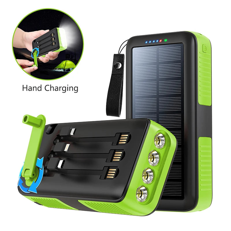 Howlera Solar & Hand-Crank Power Bank — Waterproof Emergency Charger with Flashlight & SOS