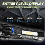 Howlera Dual-Beam LED Flashlight — Handheld Spotlight + COB Work Light, 7 Modes, USB Rechargeable