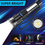 Howlera Dual-Beam LED Flashlight — Handheld Spotlight + COB Work Light, 7 Modes, USB Rechargeable