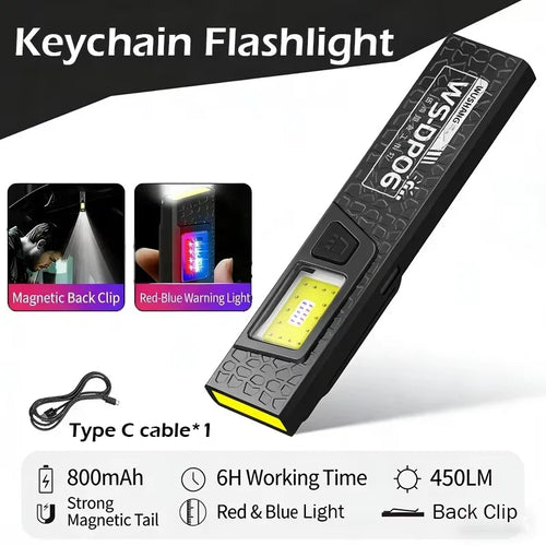 Howlera Keychain Flashlight — 600-Lumen USB-C Mini COB Light with Clip & Magnet