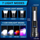 Howlera Dual-Beam LED Flashlight — Handheld Spotlight + COB Work Light, 7 Modes, USB Rechargeable