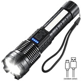 Howlera Dual-Beam LED Flashlight — Handheld Spotlight + COB Work Light, 7 Modes, USB Rechargeable