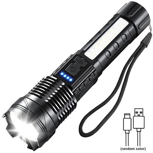 Howlera Dual-Beam LED Flashlight — Handheld Spotlight + COB Work Light, 7 Modes, USB Rechargeable