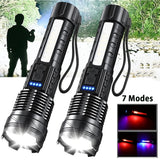 Howlera Dual-Beam LED Flashlight — Handheld Spotlight + COB Work Light, 7 Modes, USB Rechargeable